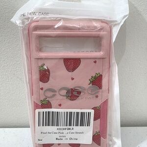 Fashion Phone Case Pixel 6a Case Pink Cute Strawberries Cover